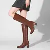 Botas de couro de cano alto femininas plus size para outono e inverno com zíper, botas Martin leves para mulheres, bico redondo, salto alto, sola de borracha macia, sem cadarço, salto grosso