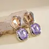 Pendientes Cuadrados Vintage Transfronterizos Europeos y Americanos con Diamantes, Pendientes de Moda y Elegantes Estilo Corte, Pendientes de Lujo Ligero y Gama Alta