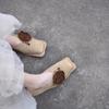 Sapatilhas Quadradas Florais Vintage de Nicho 2026 Nova Coleção Primavera Estilo Mori Slip-On Planas Sapatos Femininos Feitos à Mão para Combinar com Saias