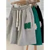 Shorts Casuais Waffle Pesado Estilo Americano para Homens, Verão Reto Tendência Solto Versátil Wide-Leg Esportivo Comprimento do Joelho