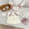 Conjunto de 3 Peças de Colete de Primavera Super Fofo para Meninas, Conjunto de 3 Peças Adorável de Colete Cartoon para Bebê, Camiseta Básica e Calça Casual