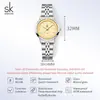 Reloj SK para mujer con caja de acero inoxidable, reloj de lujo discreto para mujer, venta al por mayor transfronteriza, reloj impermeable para mujer 0218