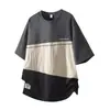 Ropa para Hombre Fengshe / Camiseta de Manga Corta Pesada Nueva 2026 para Hombre, Verano, Patchwork, Talla Grande, Corte Holgado