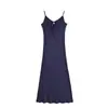 Vestido Básico de Mujer de Corte Ajustado a Media Pierna con Efecto Adelgazante, Estilo Elegante y Atractivo, Vestido con Correas Fruncidas y Lazos en el Cuello en V