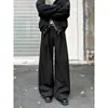 Calça casual masculina plissada de marca moderna transfronteiriça, corte cleanfit, perna reta para primavera e outono, alta qualidade