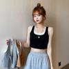 Colete Falso de Duas Peças Feminino Lindo Costas Roupa Exterior Pequeno Sling Estudante Estilo Coreano Top Tubinho Celebridade Cibernética Sutiã Com Bojo Sem Aro Envolvente