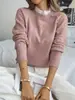 Suéter de Punto con Encaje de Hongos de Otoño e Invierno para Mujer Exportación Transfronteriza Elegante Color Puro Manga Larga