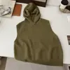 Chaleco Casual de Color Puro a la Moda con Capucha Tejido de Punto para Mujer 2025 Otoño e Invierno Nuevo Suéter Suave Ceroso Tejido de Punto en Capas Transfronterizo