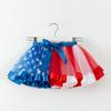 Saia Estrela Bandeira Novo Estilo 2026 para Meninas, Saia Tutu de Tela Color Block, Roupa Infantil Europeia e Americana, Saia Bufante com Forro
