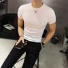 Nueva playera para hombre de color sólido, combinable con todo, playera moderna elástica, estilo coreano, ajustada, corta, pura, gruesa