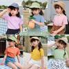 Comercio Exterior Camisetas de Algodón Básicas de Color Sólido de Manga Corta para Niños y Niñas, Versátiles, Color Caramelo, Verano Nuevo, para Bebés, T2026