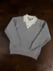 Estilo Old Money, visual de duas peças, suéter de malha com gola, unissex, outono/inverno, retrô americano, de alta qualidade, modelagem solta, suéter casual
