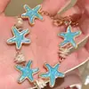 [Azul Marinho] Novo e Fashionável Bracelete de Estrela do Mar Azul, Estilo Resort à Beira-Mar, Pequeno Bracelete de Pedras Fashion de Alta Qualidade