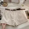 Shorts de Traje Negros de Cintura Alta Talla Plus para Mujer, Nuevo Estilo Verano 2026, Pantalones Cortos Anchos de Línea A Adelgazantes para Figuras Pequeñas