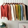 Cardigan Curto de Tricô Estilo Coreano Outono e Inverno Nova Jaqueta Suave e Grossa com Listras Verticais Casaco de Botão Único para Mulheres