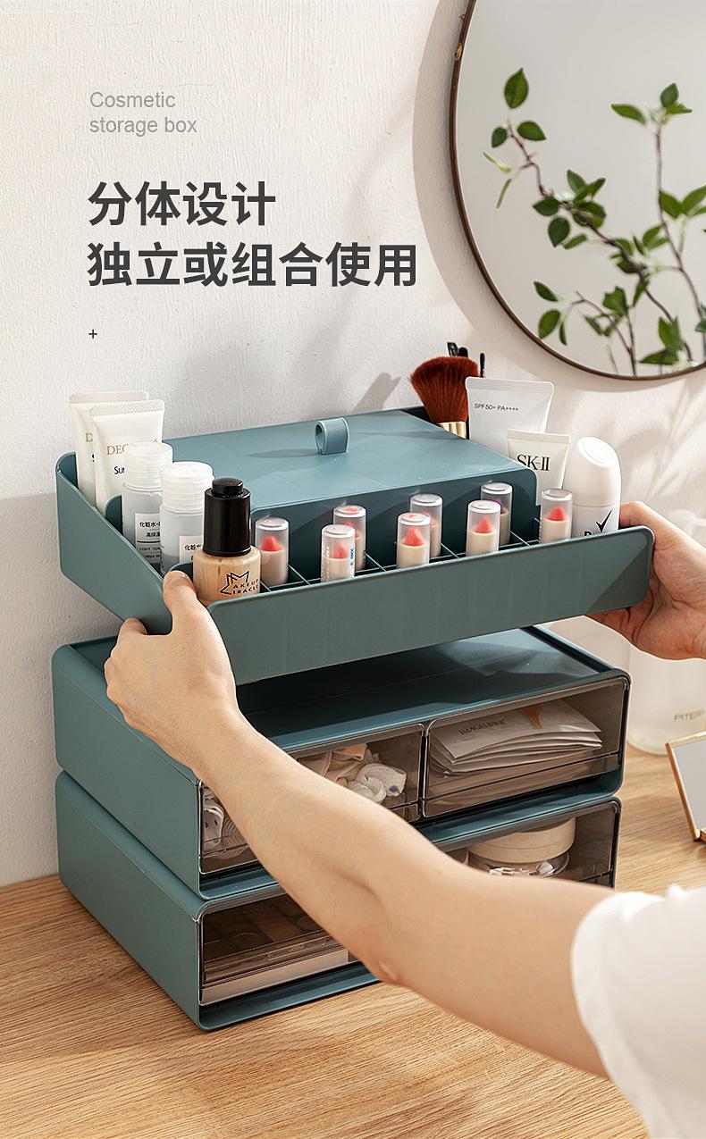桌面收纳盒透明口红护肤化妆刷化妆品收纳盒抽屉式分隔