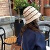 Chapéu de balde de malha de lã para as mulheres outono e inverno estilo coreano quente all-match cúpula chapéu da bacia listrado chapéu de pescador all-match moda