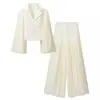 Ins Estilo Europeo y Americano Transfronterizo 2026 Nueva Moda Elegante para Mujer Venta al por Mayor Conjunto de Chaqueta Casual con Mangas de Linterna y Pantalones para Viajar