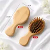 Pente de madeira com almofada de ar de bambu para mulheres, uso doméstico, pente massageador de meridianos da cabeça, portátil e personalizável com gravação