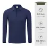 Camisa polo de manga larga para trabajo con impresión de logo personalizado, estilo fino para primavera y otoño, camisa cultural para grupo con bordado