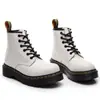 Botas de Motocicleta 1460 para Mujer, 6 Ojales, Punta Abierta, Suela de Grosor Medio, Botines Cortos 101 de Pareja, Botas Unisex, Cuero Genuino Duro, Punta Redonda, Talla Grande