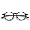 Studiomuku Madera Gafas Frescas Diseño Retro Montura de Gafas Placa Titanio Puro Montura de Gafas Hecha a Mano Montura Redonda Montura