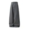 Pantalones de Trabajo Casuales de Sarga Pura de Algodón con Pliegues y Abertura Lateral para Hombre, Estilo Básico Primavera y Verano, Color Sólido, Pantalones Largos Rectos Holgados