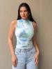 2025 Nueva Moda Fresca Estilo Callejero Malla Estampada Chaleco Cruzado Venta Caliente Transfronteriza en Europa, América y Sudeste Asiático Explosiones Mujeres al por Mayor
