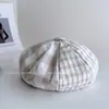 Gorra de Cuadros Estilo Academia para Mujer, Sombrero de Tela con Protección Solar para Verano, Gorra de Pescador Artística, Gorra de Béisbol Versátil, Boina, Gorra de Visera