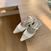 ALILOVERS Sandalias de Dedo con Tacón Bajo Brisa Suave de Noche Calzado de Primavera y Verano Elegante Francés de Doble Uso Sandalias Versátiles