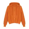 Jaqueta Cardigan com Capuz Laranja Tricô Masculino Relaxado e de Alto Padrão Outono e Inverno Tricô Comércio Exterior Atacado Transfronteiriço