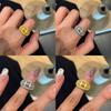 Rey del Viento del Granero Plegable de Fried Wear Anillo de Diamante Retro Rai Moda de Lujo Ligero Anillo de Tira de Linterna Tallada en Palacio de Diamante Simple para Mujer