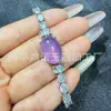 Pulseira de Jade Gelo de Alta Qualidade com Banhado a Prata e Luxuoso Cravejamento Total em Diamante, Pulseira em Formato de Cabaça, Joias de Jade Gelo de Alta Qualidade, Fonte de Suprimentos para Transmissão Ao Vivo
