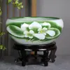 Adornos de Cerámica Jingdezhen para Agua Poco Profunda, Jarrón de Nenúfar y Loto, Tanque de Tortugas de Jardín, Porcelana Azul y Blanca, Acuario Exquisito, Decoración para Sala de Estar