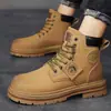 Botas Martin de Cabeza Grande Transfronterizas para Hombre Otoño e Invierno Botas de Trabajo de Caña Alta Zapatos de Hombre Estilo Británico Retro Zapatos Calefactables