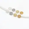 Colgante Espaciador Flor Hueca con Diamante Microincrustado Chapado en Oro Real 18K que Conserva el Color Accesorios para Joyería de Cuentas DIY para Pulseras y Collares C21