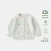 Cardigã de Malha para Meninas 2026 Primavera e Outono Novo Estilo Bordado Floral Casaco Suéter Pele Macia Amiga da Pele Elegante Top