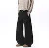 Calça de trabalho preta moderna estilo americano, masculina, perna reta, corte solto, nova coleção outono 2026, calça comprida casual de perna larga
