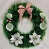 Nova Guirlanda de Natal Plástica Artificial Transfronteiriça 30cm Flor Vermelha de Lã Laço Pendurado na Parede do Pátio Layout de Cena