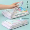 Bolsa para asignaturas en forma de L A4 doble capa malla de nylon transparente para exámenes de estudiante bolsa para documentos bolsa de almacenamiento de libros