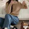 Cardigan de Punto con Cuello de Muñeca Estilo Suave para Mujer Otoño e Invierno Estilo Perezoso Sentido del Diseño Nicho Suave Pegajoso Abrigo Suéter de Solapa