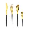 Venta caliente transfronteriza vajilla de acero inoxidable Serie Luna Creciente Cuchillo, tenedor y cuchara occidentales para 6 personas juego de 24 piezas traje de caja de color