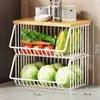 Prateleira de Armazenamento para Cozinha, Caixa de Lanches Doméstica de Chão, Cesta de Frutas e Legumes para Brinquedos na Sala de Estar, Carrinho de Legumes, Prateleira de Armazenamento Multicamadas
