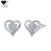 Brincos de Prata 925 com Pino, Novo Estilo Transfronteiriço, Coração Cravejado de Diamantes para Mulheres, Brincos Fashionáveis e Exquisitos, Versáteis e com Alta Retenção de Cor