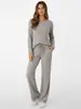 Conjunto Feminino Outono/Inverno Europeu e Americano Costurado Espesso Escovado Transfronteiriço Amazon Mais Vendido Cintura com Cordão Bolsos Estilo Casual Minimalista