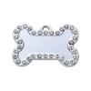 Placa de identificación para perro con borde de pedrería, etiqueta para mascota con modelado de hueso, placa de identificación para perro anti-pérdida, joyería para mascota, etiqueta de metal, transfronteriza
