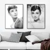 Pintura Decorativa Moderna Nórdica Audrey Hepburn Sala de Modelos Sala de Exposiciones Pintura Colgante en Blanco y Negro Pintura para Porche Belleza Personajes de Sala de Estar