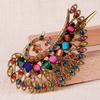 Accesorios Vintage para el Cabello Pinza Pavo Real Pinza Lateral Grande Pinza de Pico de Pato Pinza de Horquilla con Pedrería Tocados de Temperamento Pinza de Agarre para Mujer