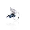 Nuevo Anillo Abierto de Mariposa Incrustado de Diamantes Exagerado de Estilo Europeo y Americano para Celebridades de Internet Anillo para Dedo Índice de Diamante Super Brillante Mori de Moda