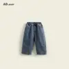 Jeans Estilo Coreano para Niños, Modelos de Primavera y Otoño, Pantalones para Niños y Niñas con Bordado de Letras, Denim Harem, Pantalones Largos Sueltos y Versátiles para Bebés